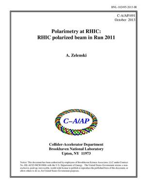 Polarimetry at RHIC: RHIC polarized beam in Run 2011