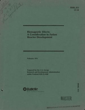 Biomagnetic effects: a consideration in fusion reactor development