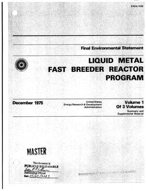 Final environmental statement, Liquid Metal Fast Breeder Reactor Program. Volume 1