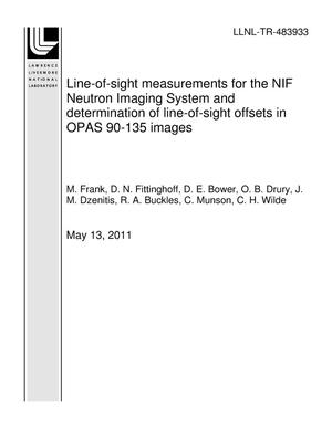Line-of-sight measurements for the NIF Neutron Imaging System and determination of line-of-sight offsets in OPAS 90-135 images
