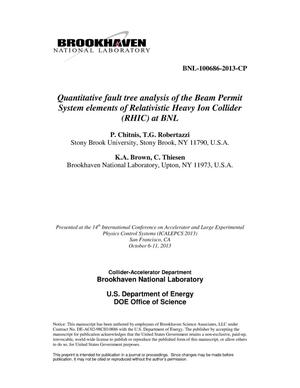 Quantitative fault tree analysis of the Beam Permit System elements of Relativistic Heavy Ion Collider (RHIC) at BNL