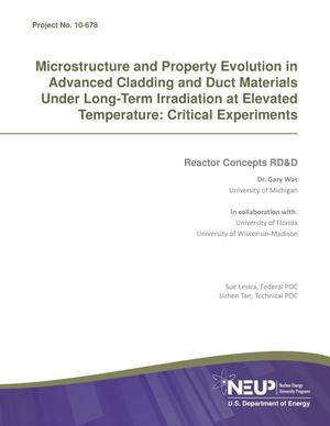 Microstructure and Property Evolution in Advanced Cladding and Duct Materials Under Long-Term Irradiation at Elevated Temperature: Critical Experiments