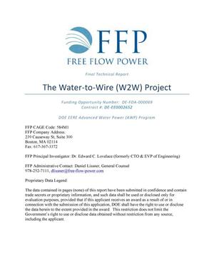 Final Technical Report: The Water-to-Wire (W2W) Project