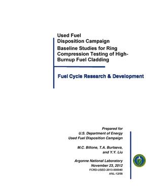 Used Fuel Disposition Campaign - Baseline Studies for Ring Compression Testing of High-Burnup Fuel Cladding
