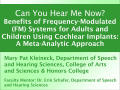 Can You Hear Me Now? Benefits of Frequency-Modulated (FM) Systems for Adults and Children Using Cochlear Implants: A Meta-Analysis Approach [Presentation]