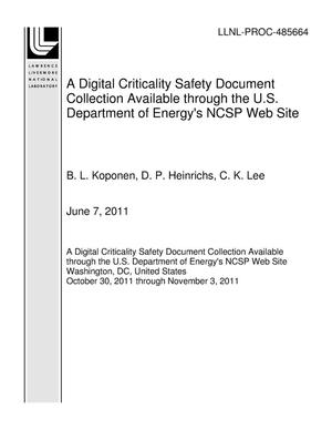 A Digital Criticality Safety Document Collection Available through the U.S. Department of Energy's NCSP Web Site
