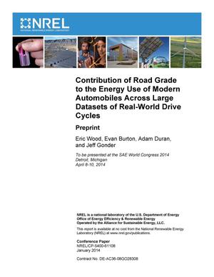 Contribution of Road Grade to the Energy Use of Modern Automobiles Across Large Datasets of Real-World Drive Cycles: Preprint