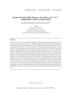 Large-density field theory, viscosity, and '$2k_F$' singularities from string duals