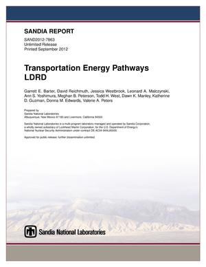 Transportation Energy Pathways LDRD.