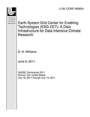 Earth System Grid Center for Enabling Technologies (ESG-CET): A Data Infrastructure for Data-Intensive Climate Research
