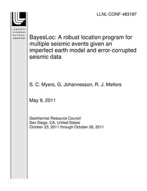 BayesLoc: A robust location program for multiple seismic events given an imperfect earth model and error-corrupted seismic data