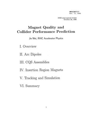 Magnet Quality and Collider Performance Prediction