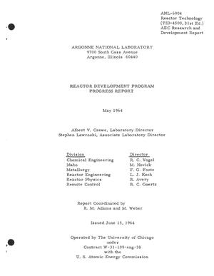Primary view of object titled 'REACTOR DEVELOPMENT PROGRAM PROGRESS REPORT, MAY 1964'.