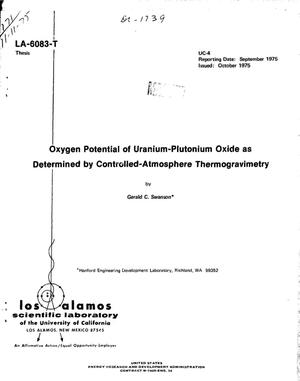 Oxygen potential of uranium--plutonium oxide as determined by controlled- atmosphere thermogravimetry