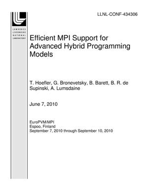 Efficient MPI Support for Advanced Hybrid Programming Models