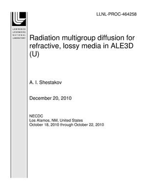 Radiation multigroup diffusion for refractive, lossy media in ALE3D (U)