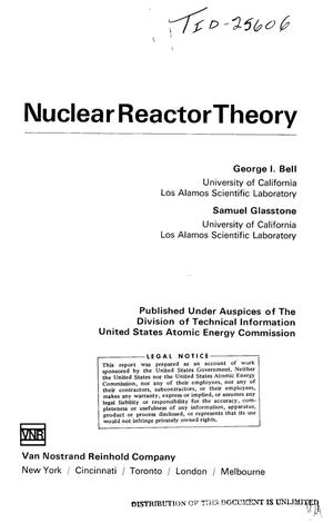 Nuclear Reactor Theory