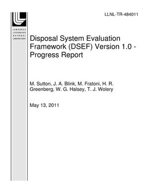 Disposal System Evaluation Framework (DSEF) Version 1.0 - Progress Report