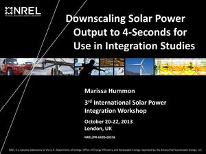 Downscaling Solar Power Output to 4-Seconds for Use in Integration Studies