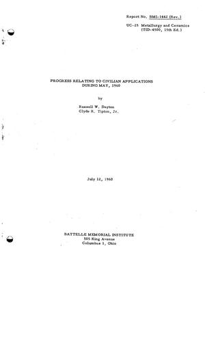 Progress Relating to Civilian Applications During May 1960