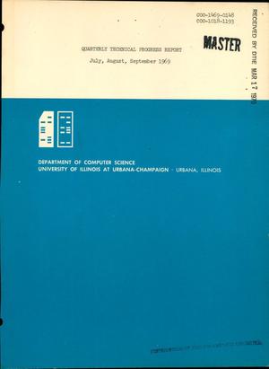 QUARTERLY TECHNICAL PROGRESS REPORT, JULY--SEPTEMBER 1969.