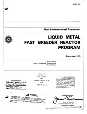 Final environmental statement, Liquid Metal Fast Breeder Reactor Program. Volume 2