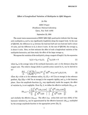 Effect of Longitudinal Variation of Multipoles in QRJ Magnets