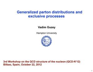 Generalized parton distributions and exclusive processes