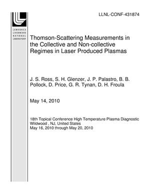 Thomson-Scattering Measurements in the Collective and Non-collective Regimes in Laser Produced Plasmas