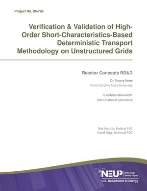 Verification & Validation of High-Order Short-Characteristics-Based Deterministic Transport Methodology on Unstructured Grids