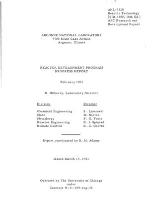 Reactor Development Program Progress Report, February 1961