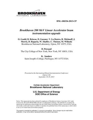 Brookhaven 200 MeV Linear Accelerator Beam Instrumentation Upgrade