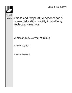 Stress and temperature dependence of screw dislocation mobility in bcc-Fe by molecular dynamics