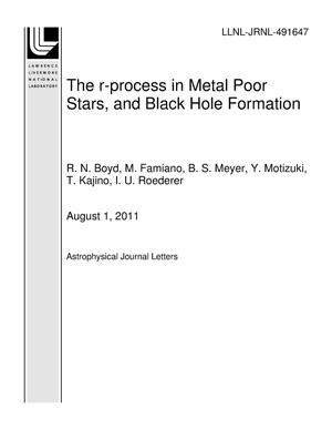The r-process in Metal Poor Stars, and Black Hole Formation