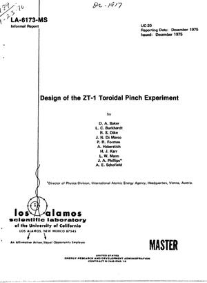 Design of the ZT-1 toroidal pinch experiment