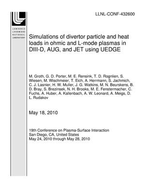 Simulations of divertor particle and heat loads in ohmic and L-mode plasmas in DIII-D, AUG, and JET using UEDGE