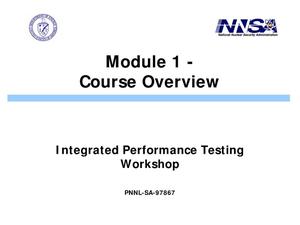 Integrated Performance Testing for Nonproliferation Support Project