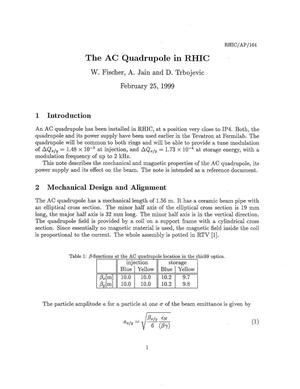 The AC Quadrupole in RHIC