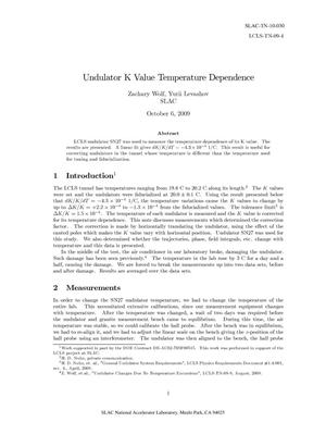 Undulator K Value Temperature Dependence