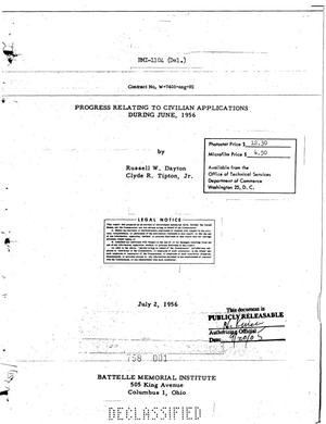 Progress Relating to Civilian Applications During June 1956