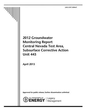 2012 Groundwater Monitoring Report Central Nevada Test Area, Subsurface Corrective Action Unit 443