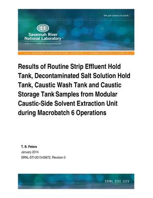 Results Of Routine Strip Effluent Hold Tank, Decontaminated Salt Solution Hold Tank, Caustic Wash Tank And Caustic Storage Tank Samples From Modular Caustic-Side Solvent Extraction Unit During Macrobatch 6 Operations