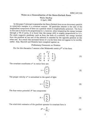Notes on a Generalization of the Stern-Gerlach Force