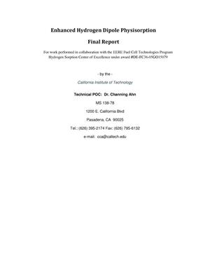 Primary view of object titled 'Enhanced Hydrogen Dipole Physisorption, Final Report'.