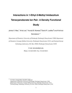 Interactions in 1-ethyl-3-methyl imidazolium tetracyanoborate ion pair: Spectroscopic and density functional study