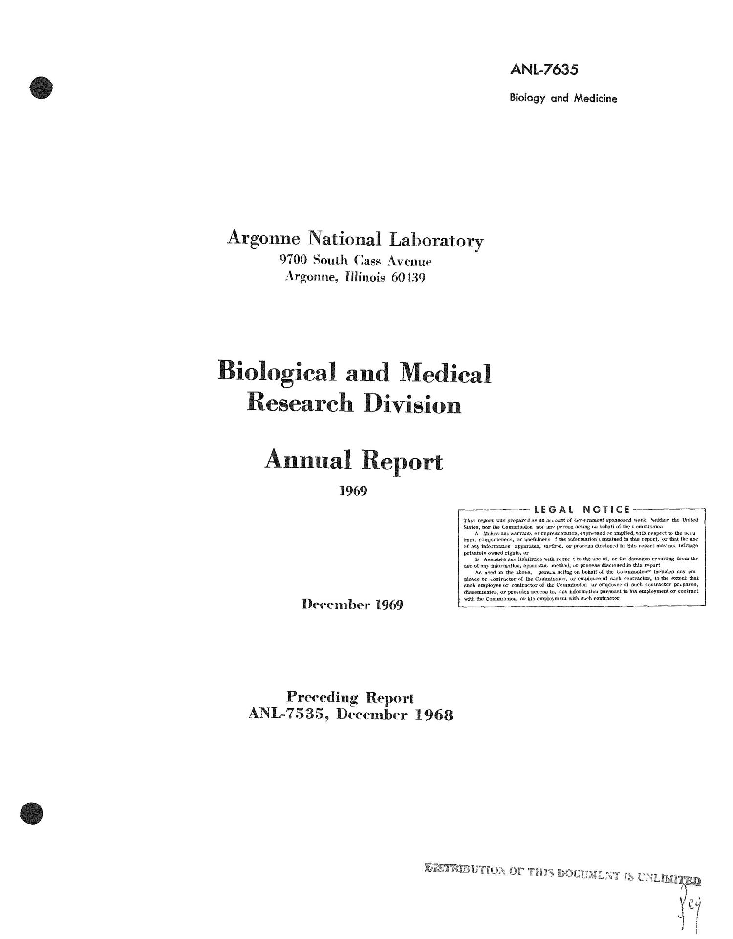 Biological and Medical Research Division Annual Report, 1969.
                                                
                                                    [Sequence #]: 1 of 352
                                                
