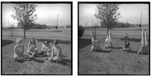 [Diptych of four women performing back-stand]