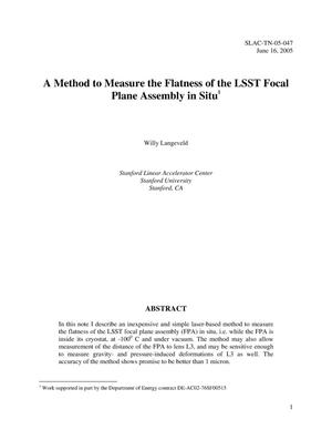 A Method to Measure the Flatness of the LSST Focal Plane Assembly in Situ