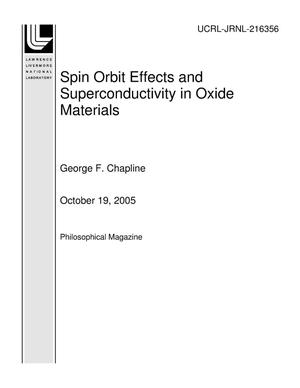Spin Orbit Effects and Superconductivity in Oxide Materials