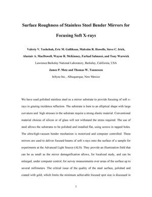 Surface Roughness of Stainless Steel Bender Mirrors for Focusing Soft X-rays